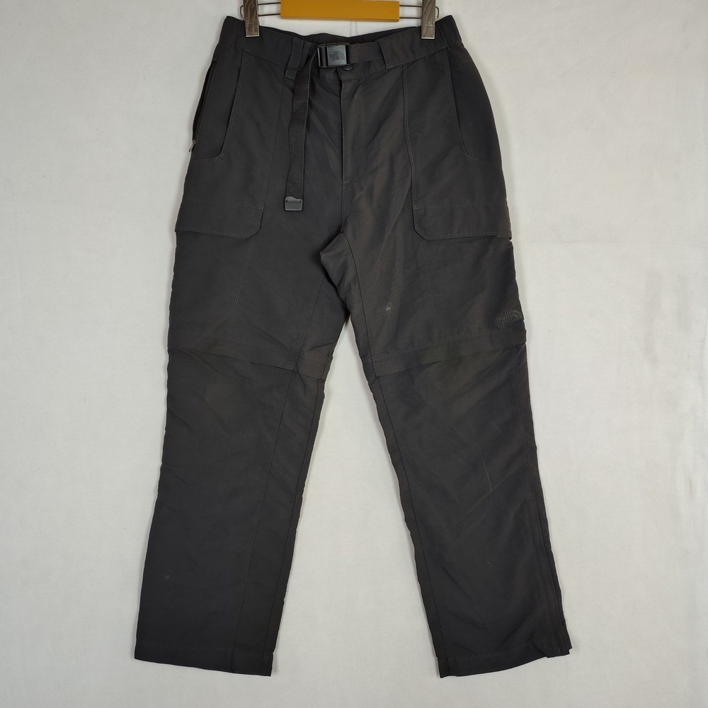 The North Face Mens Convertible Hiking Pants Gray Zip Off Shorts Belted Size M